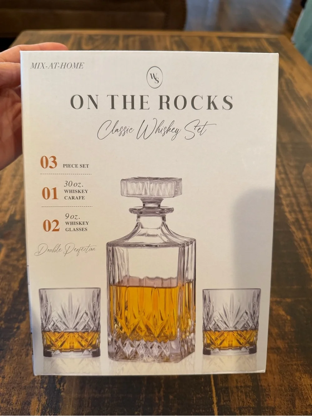 Clear Crystal Whiskey Decanter & Glasses Set